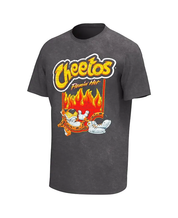 Men's Black Ripped Cheetos Flamin' Hot Washed Philcos T-Shirt, Black