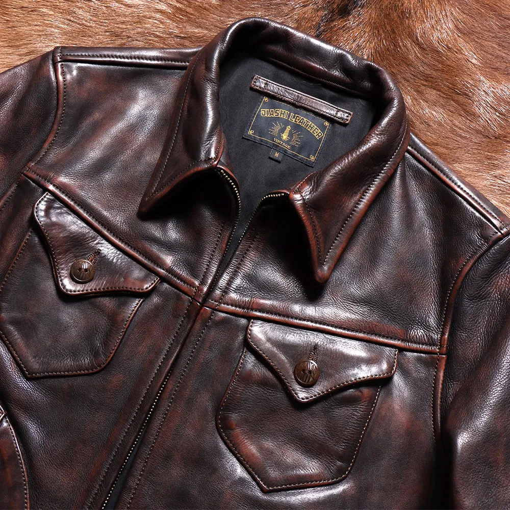 Men's Distressed MENDOZA Leather Jacket