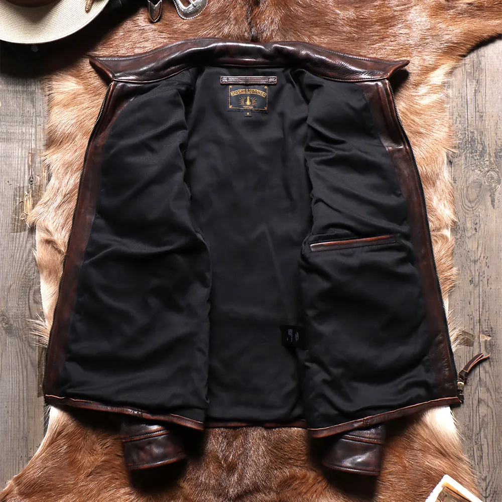 Men's Distressed MENDOZA Leather Jacket