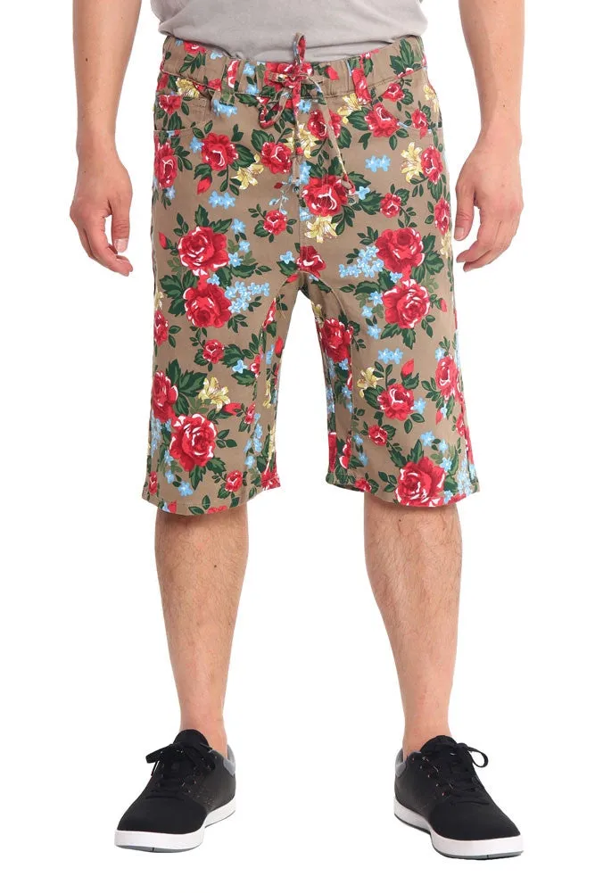 Men's Floral Twill Dropcrotch Shorts
