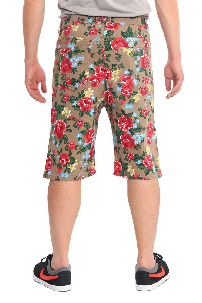 Men's Floral Twill Dropcrotch Shorts