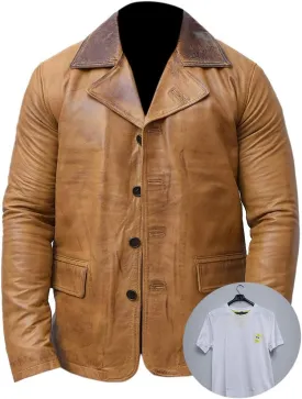 Men's Red Redemption II Dead Arthur Morgan Tan Brown Genuine Leather Coat Jacket