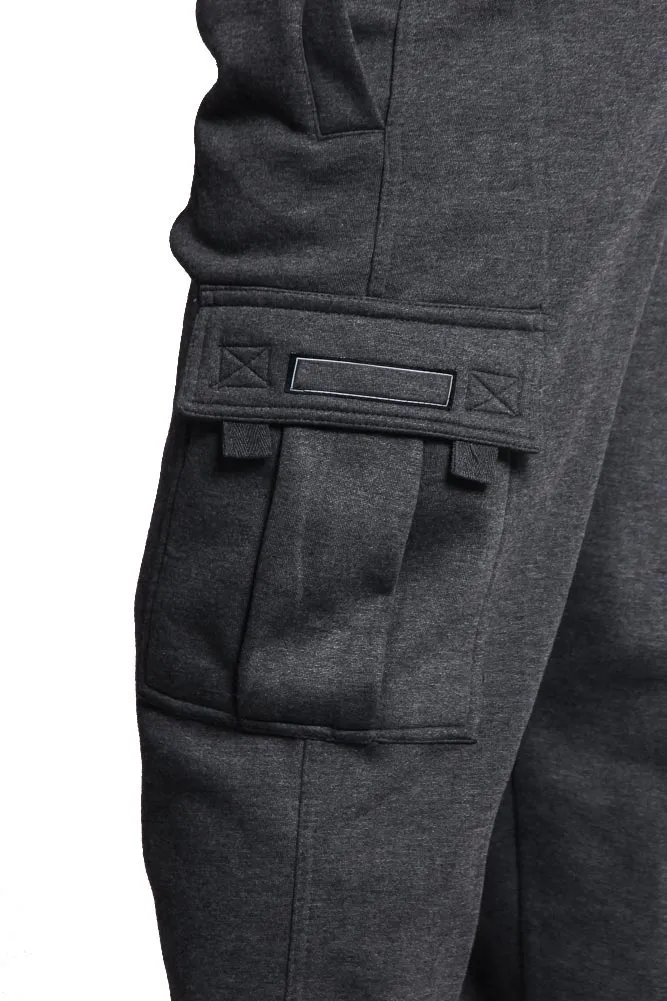Men's Solid Fleece Cargo Pants
