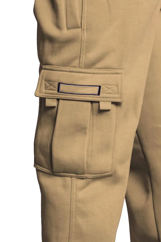 Men's Solid Fleece Cargo Pants