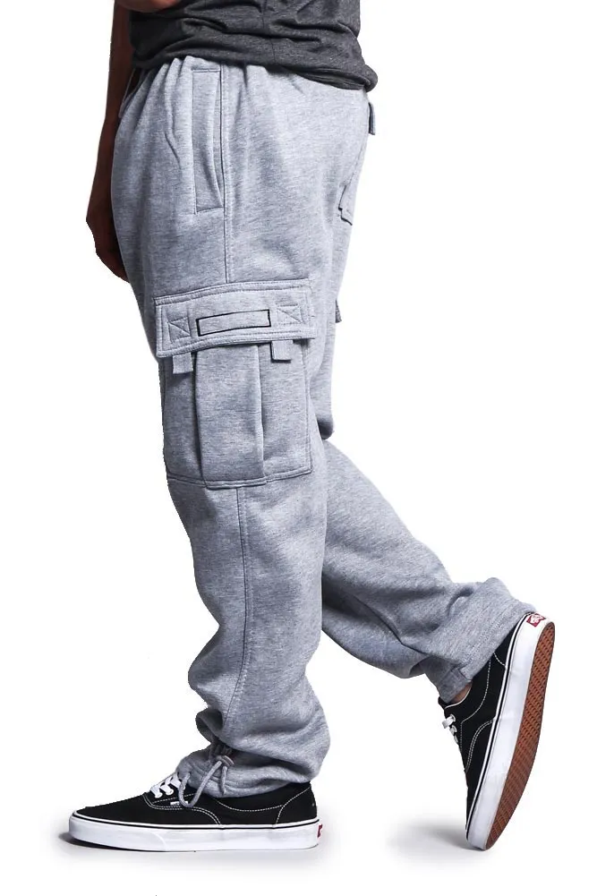 Men's Solid Fleece Cargo Pants