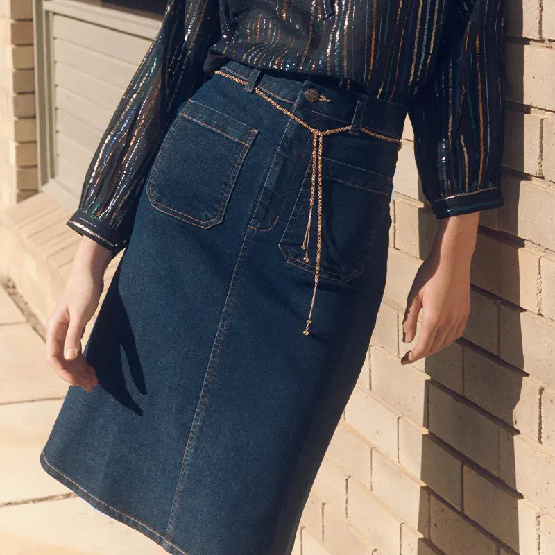 Merci Skirt in Denim Blue
