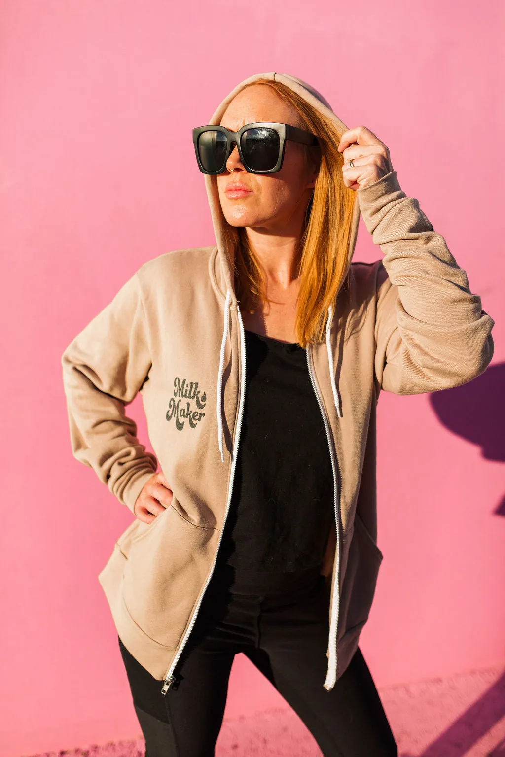 Milk Maker Tan Zip Hoodie