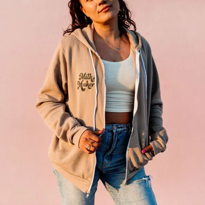 Milk Maker Tan Zip Hoodie