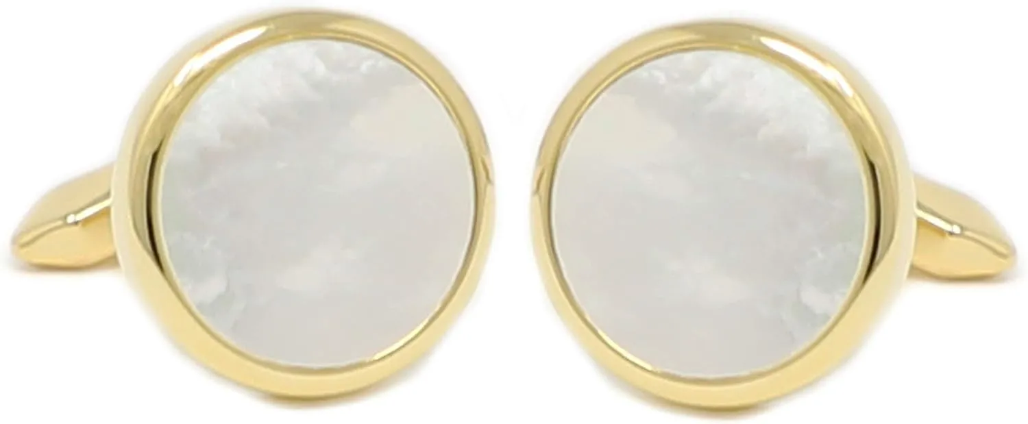 Mother Of Pearl Cufflinks With Box Men Classic White Stone Cuff Links Wedding Groom Gift