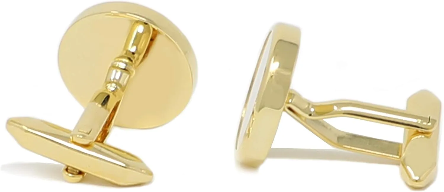 Mother Of Pearl Cufflinks With Box Men Classic White Stone Cuff Links Wedding Groom Gift