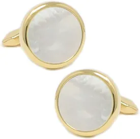 Mother Of Pearl Cufflinks With Box Men Classic White Stone Cuff Links Wedding Groom Gift