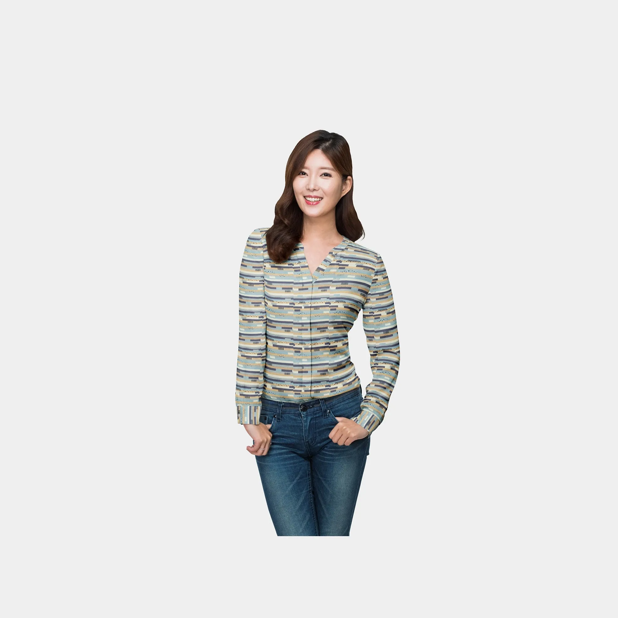 Multicolor Stripe print Rayon Dobby fabric