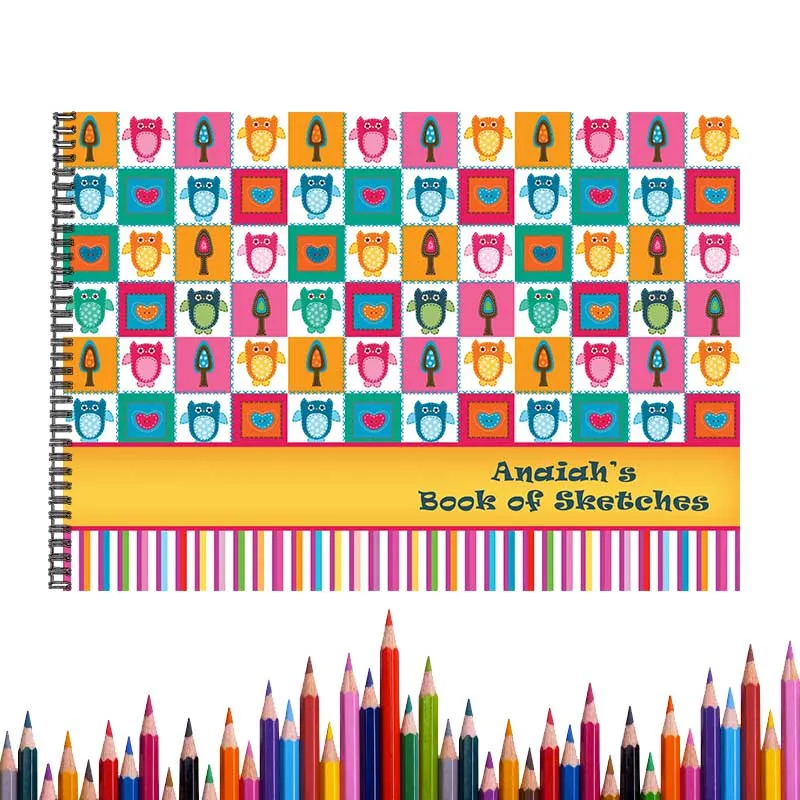 Personalised Colorful Owls Sketch Book