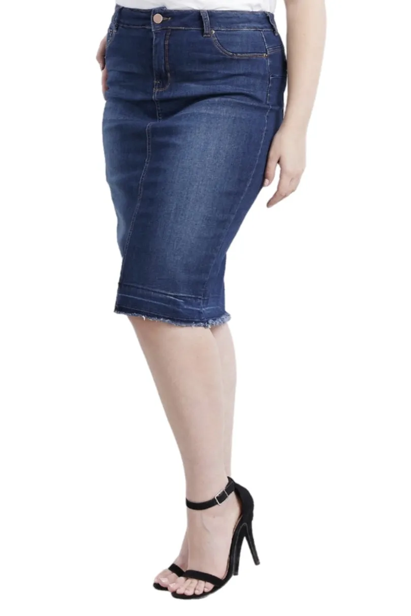 Plus Short Denim Skirt Style 1001 in Dark or Light Blue