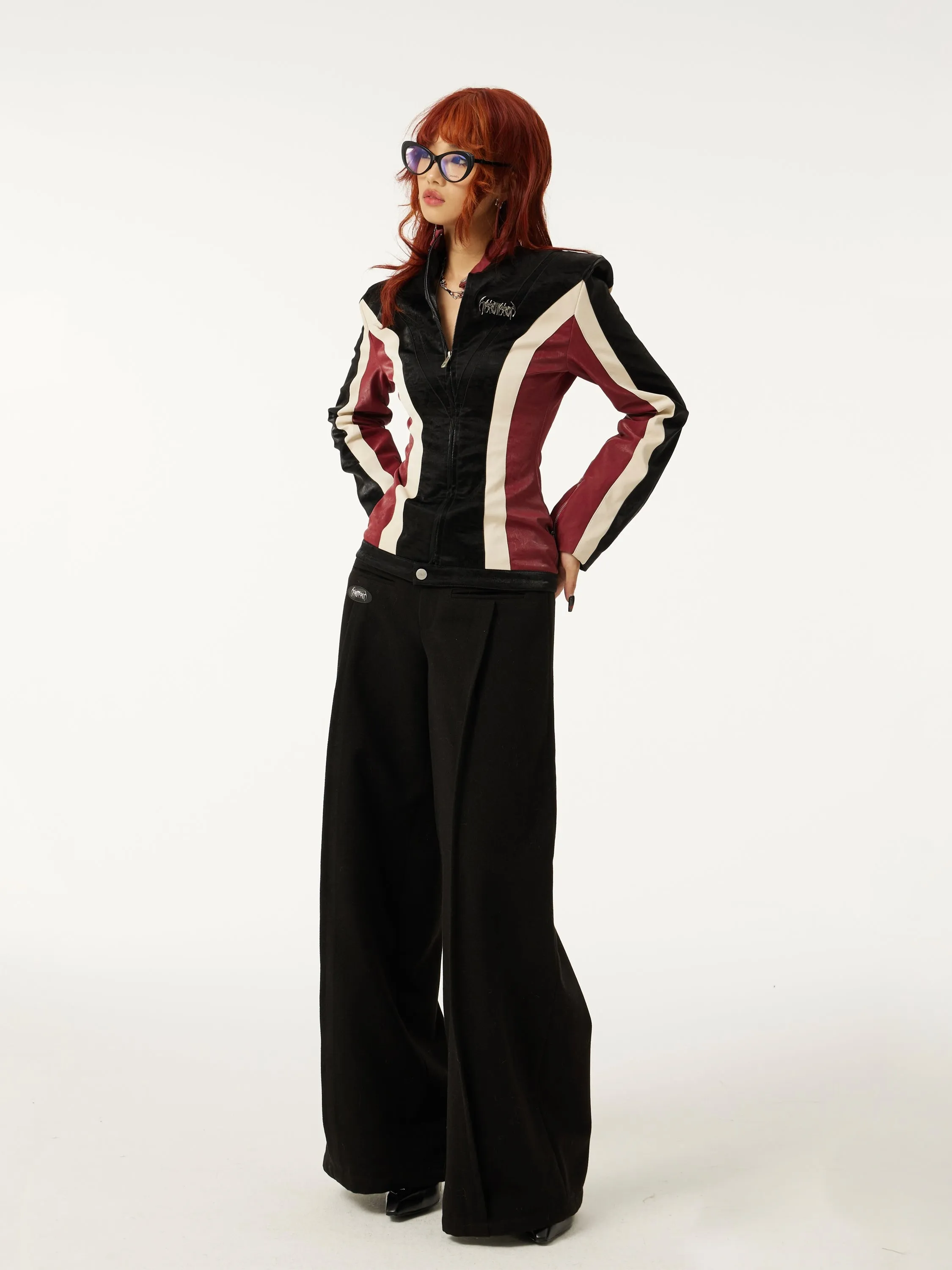 RED VELVET motorcycle leather jacket