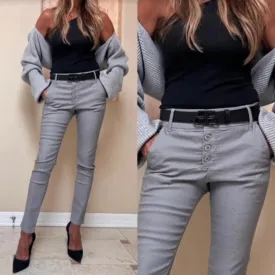 Ronit Gray Check Pants