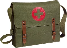 Rothco Canvas Red Medics Cross Messenger Shoulder Bag, Olive Drab
