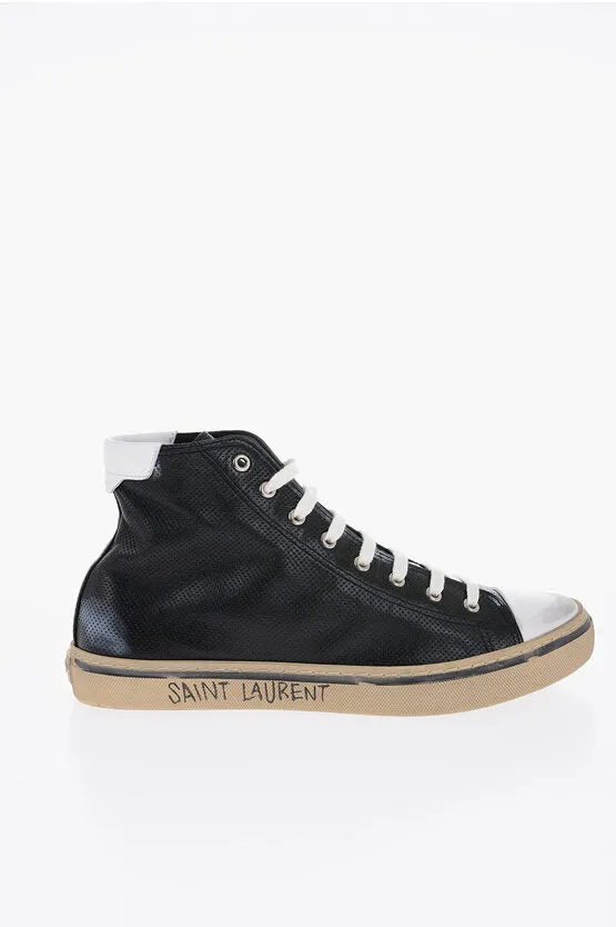 Saint Laurent Leather MALIBU High-Top Sneakers