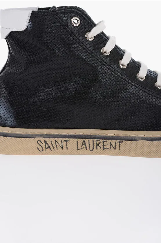 Saint Laurent Leather MALIBU High-Top Sneakers