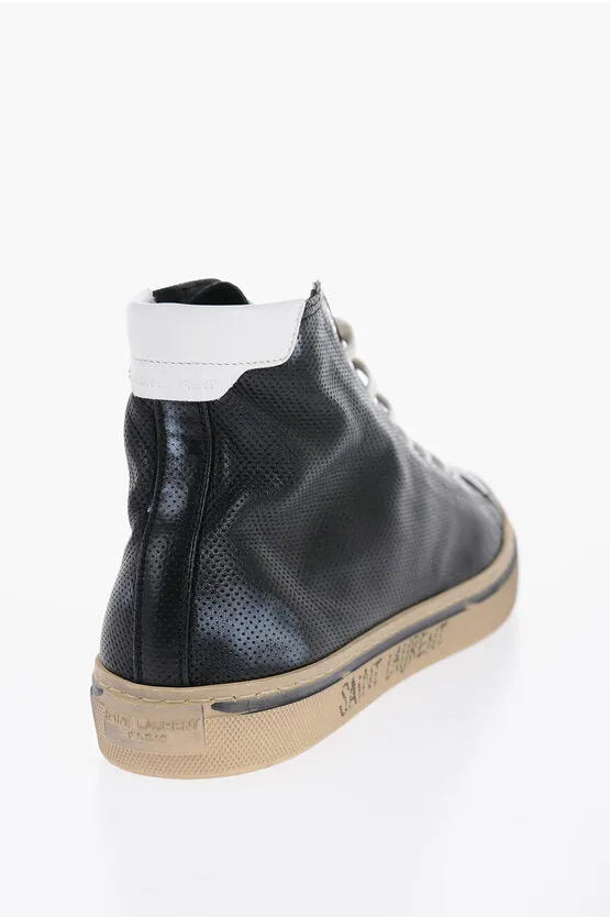 Saint Laurent Leather MALIBU High-Top Sneakers