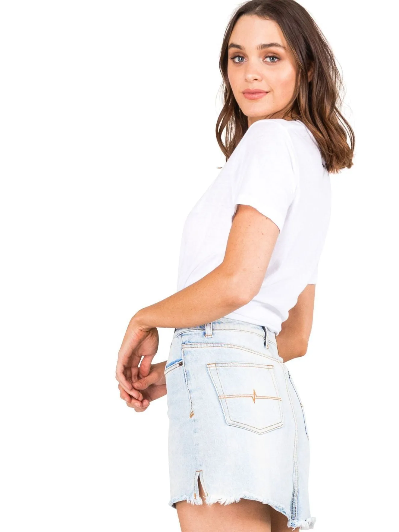 Tomorrow Button Up Denim Skirt - Storm Blue