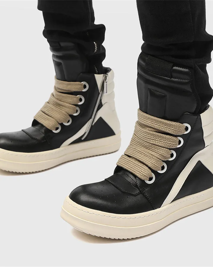 Two-Tone High-Top Casual Sneakers