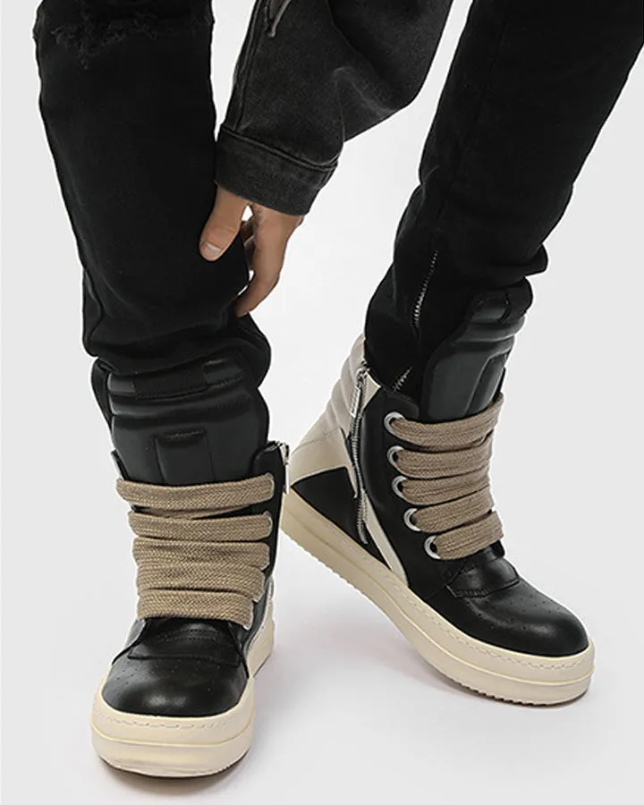 Two-Tone High-Top Casual Sneakers