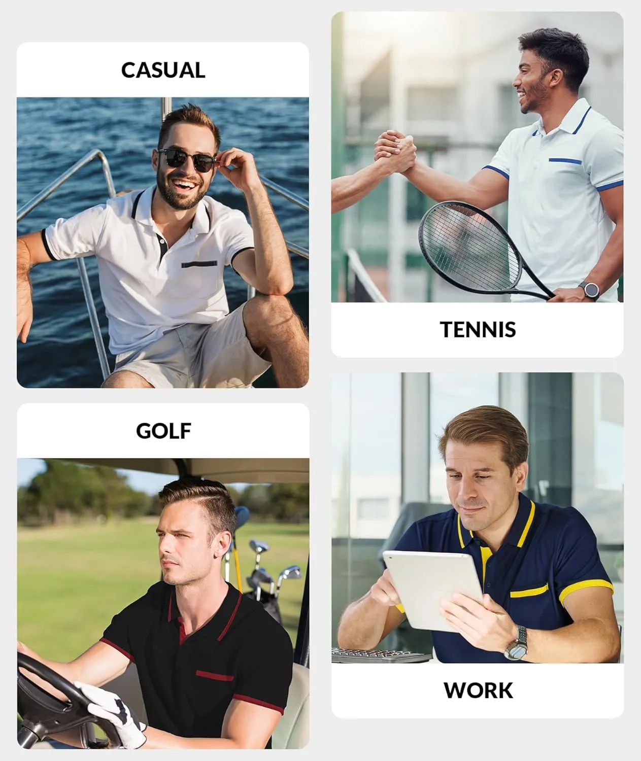 V VALANCH Polo Shirt for Men Short Sleeve Golf Polo Moisture Wicking Collared Tennis T Shirt