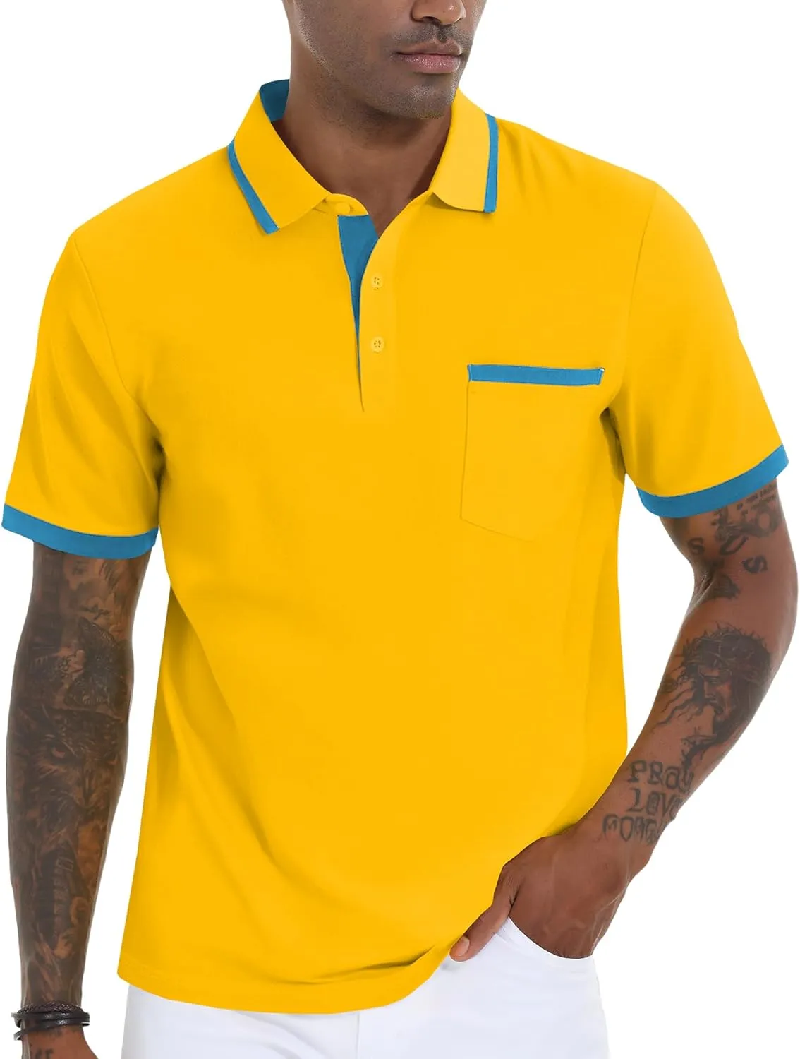 V VALANCH Polo Shirt for Men Short Sleeve Golf Polo Moisture Wicking Collared Tennis T Shirt