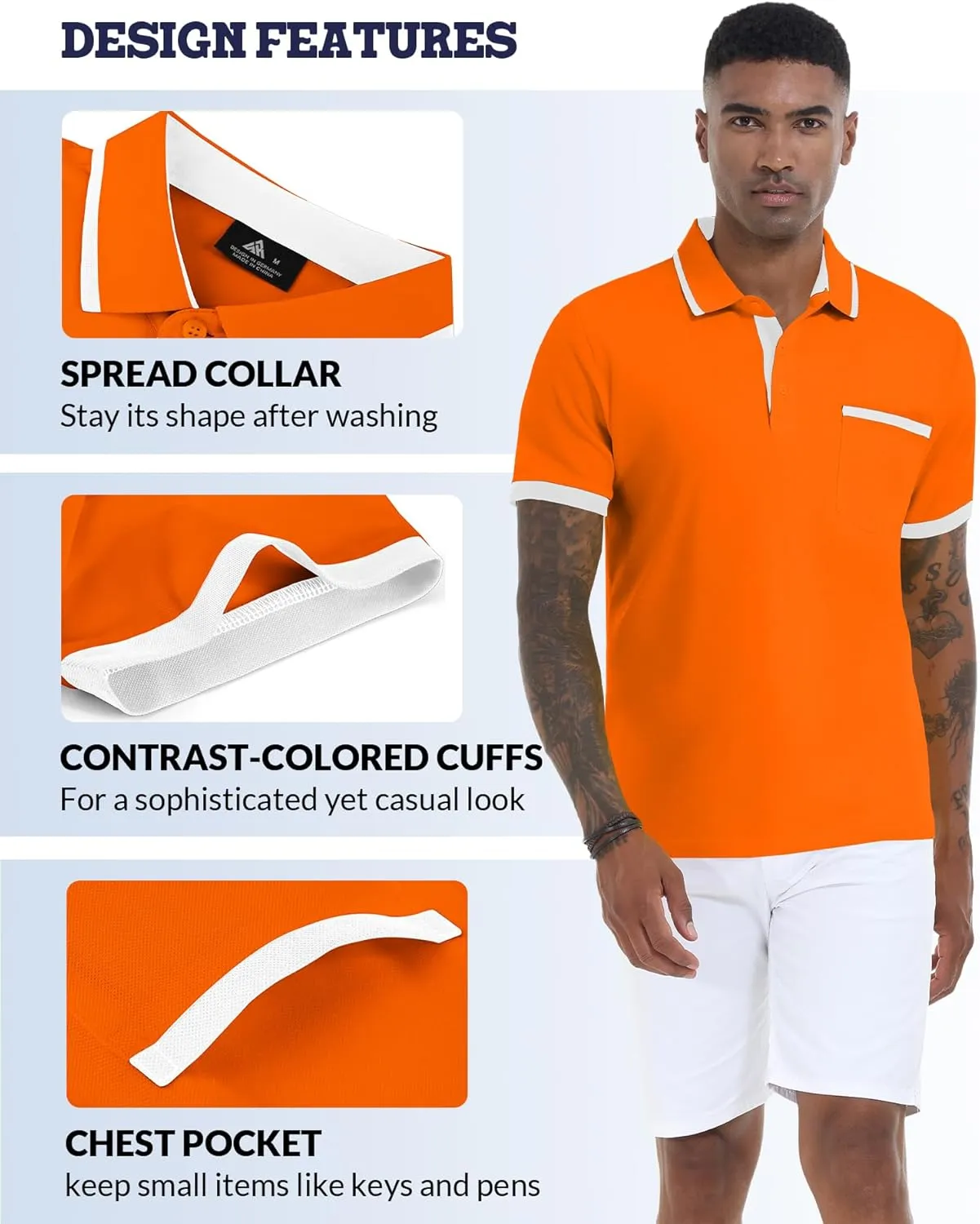 V VALANCH Polo Shirt for Men Short Sleeve Golf Polo Moisture Wicking Collared Tennis T Shirt