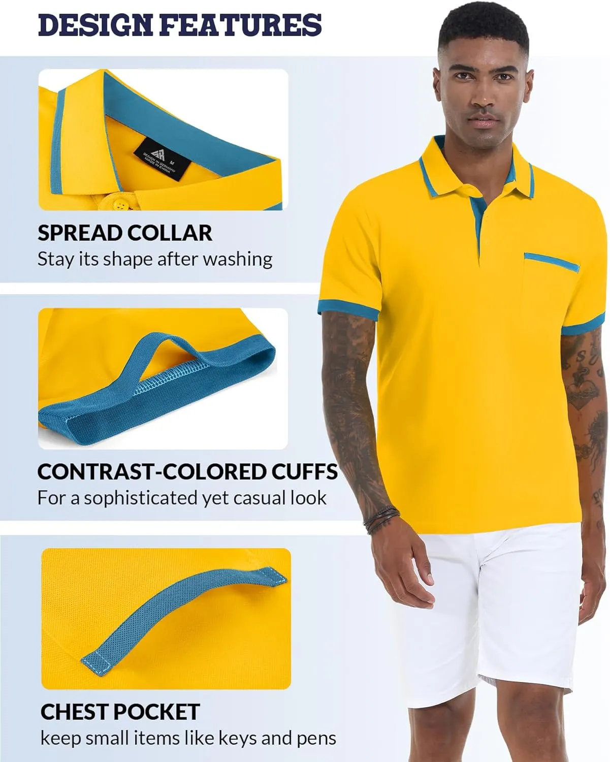 V VALANCH Polo Shirt for Men Short Sleeve Golf Polo Moisture Wicking Collared Tennis T Shirt