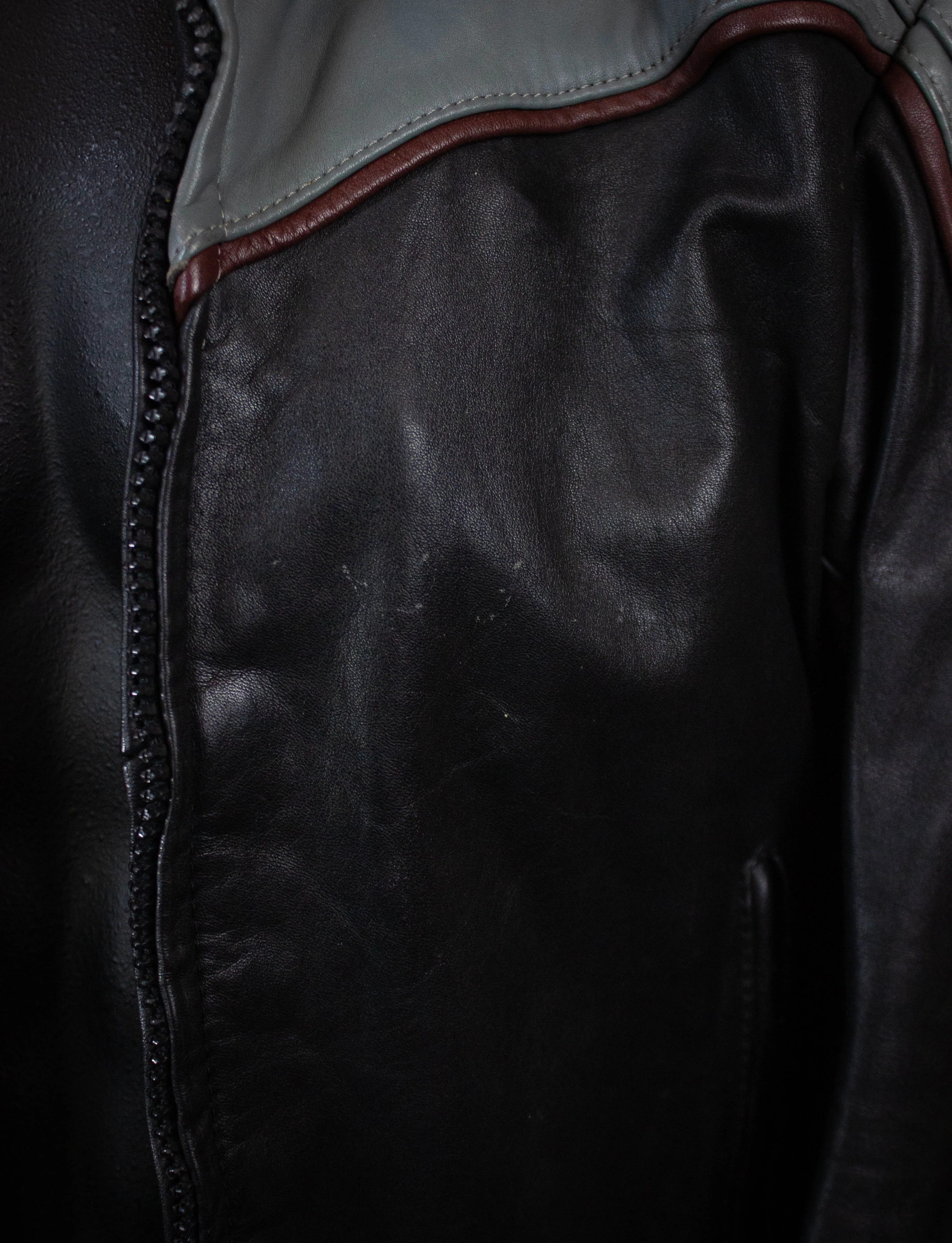 Vintage Tour Lion Harley Davidson Leather Biker Jacket 90s Black/Gray Small