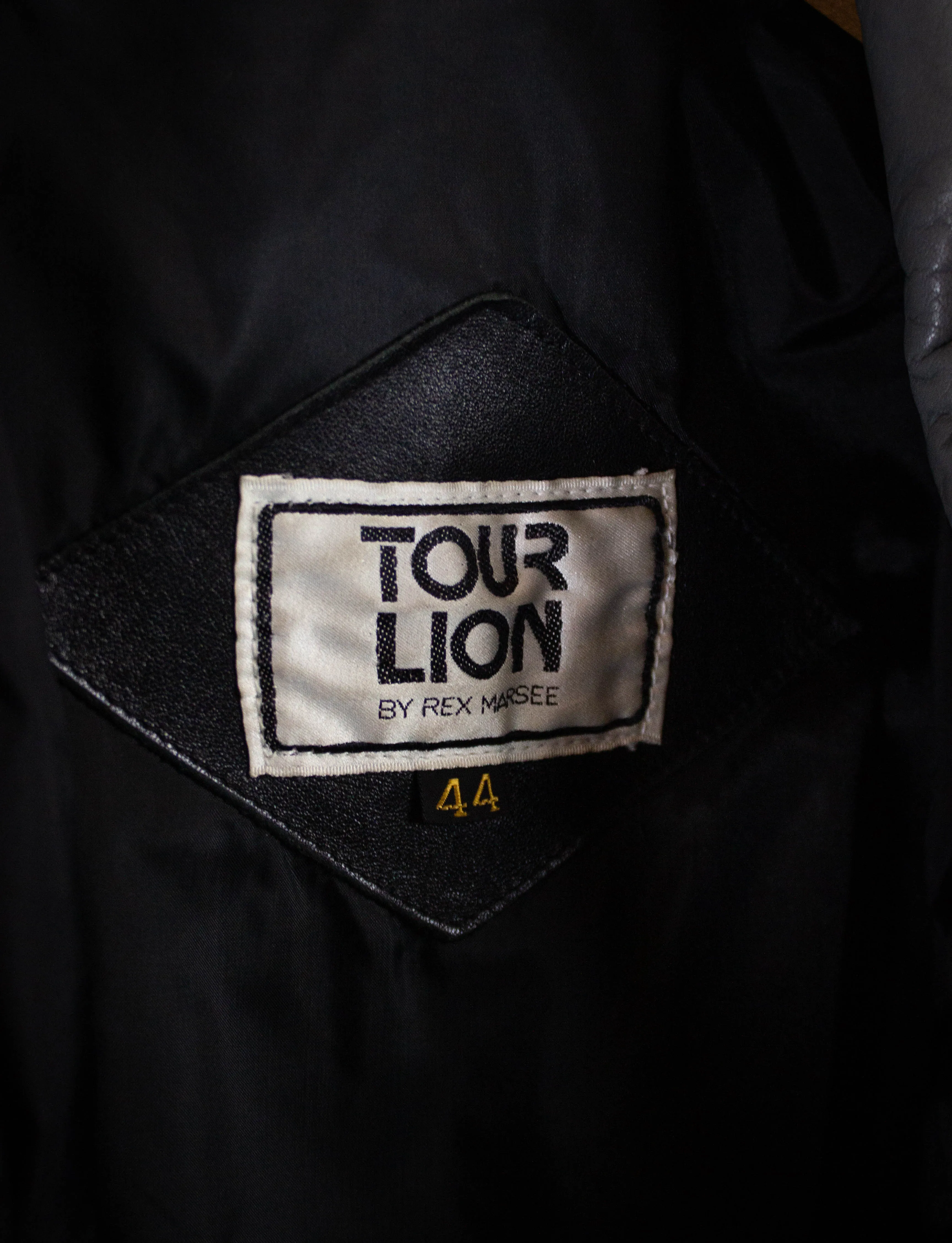 Vintage Tour Lion Harley Davidson Leather Biker Jacket 90s Black/Gray Small