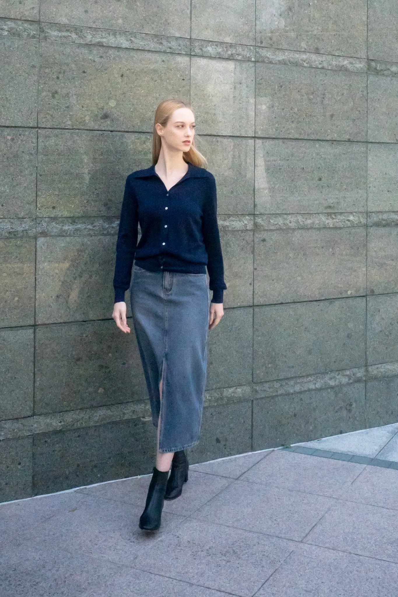 VITA denim mid skirt (Blue)