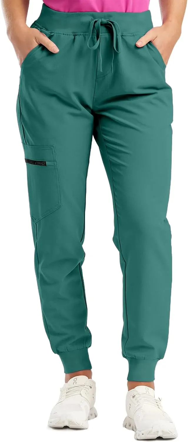Womens Scrub Pants Slim Fit Jogger Scrubs Pants with 5 Pockets, Soft Stretch Yoga Style Joggers