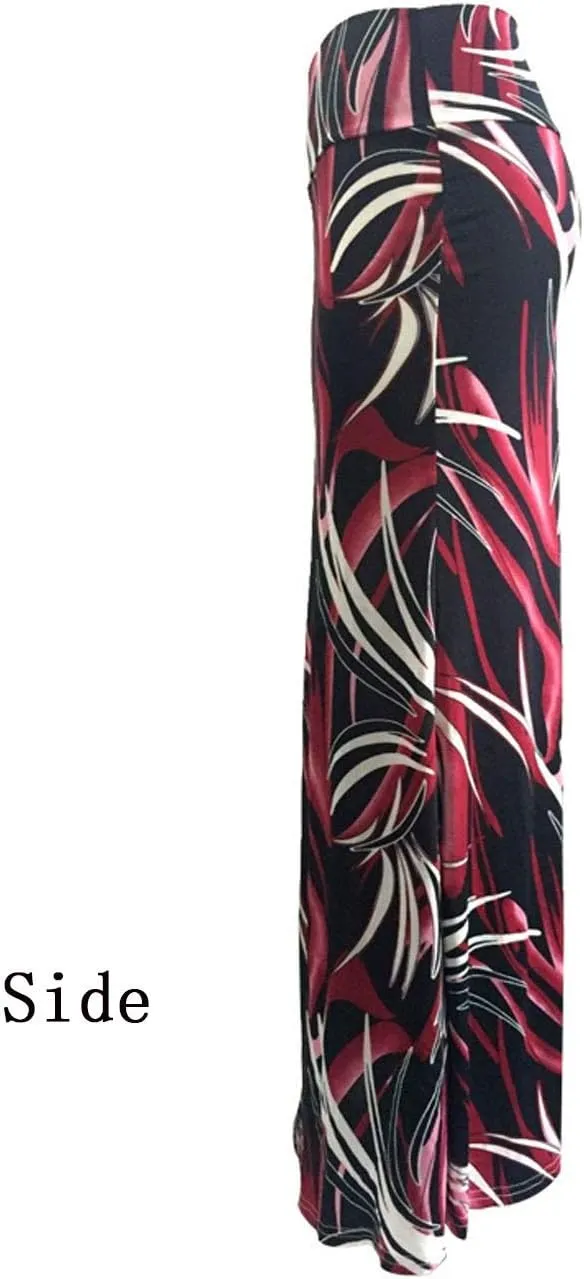 Xixiuly Women's Flower Print Fold Over Skirt High Waist Maxi Skirt Summer Beach Long Skirt