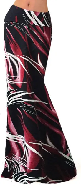 Xixiuly Women's Flower Print Fold Over Skirt High Waist Maxi Skirt Summer Beach Long Skirt