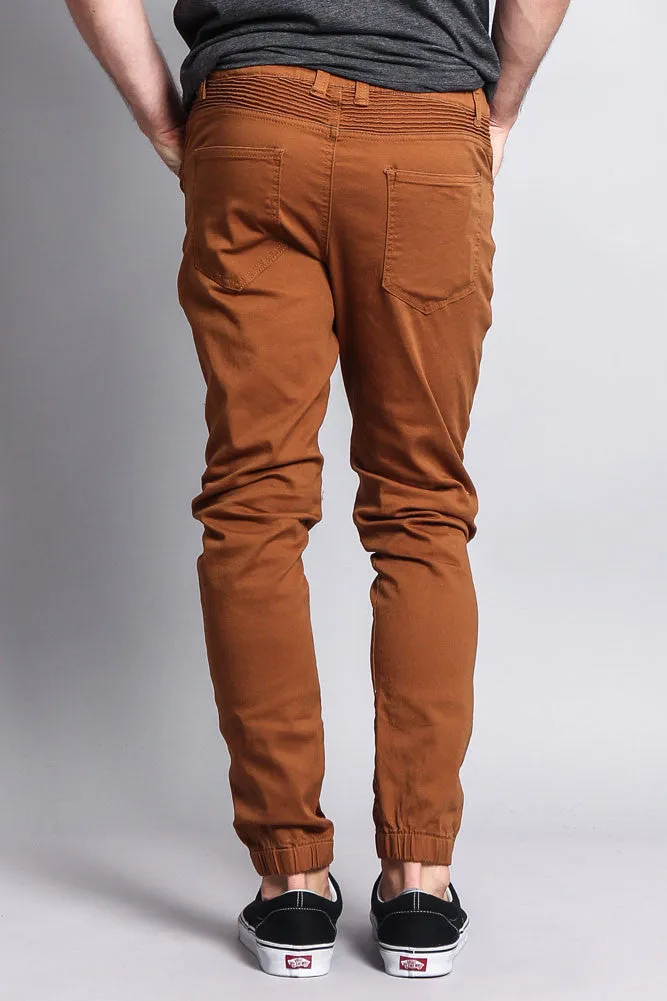 Zipper Knee Biker Twill Jogger Pants